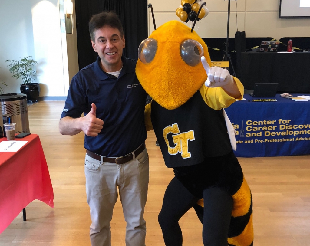 OHI Director Jorge Breton with the GT Bee Mascot