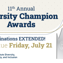 11th Annual Diversity Champion Awards Nominations Extended - now due Friday, July 14th