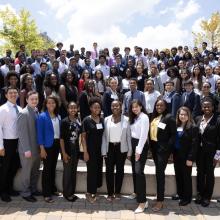 2019 Challenge students pose on Corporate Day. The 140-member cohort was the largest in the program's 39-year history.