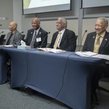 Georgia Tech trailblazers (L-R): Ford Greene, Lawrence Williams, Ralph A. Long Jr., and Ronald Yancey.  Photo by Christopher Moore.